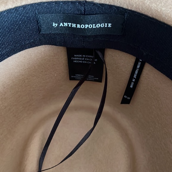 Anthropologie felted fedora. Camel color leather trim - Picture 6 of 9